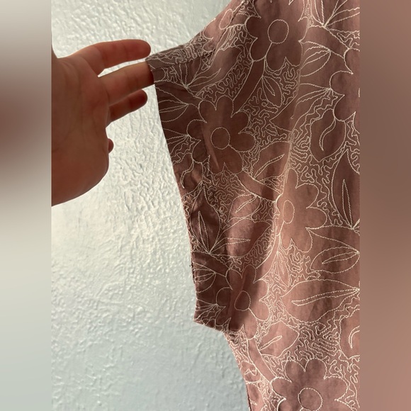 Madewell Embroidered Cropped Button Front Blouse Brown Floral Size L - Picture 10 of 11